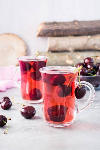 istock Sweet cold compote made from fresh cherries in a glass cup 1000605140