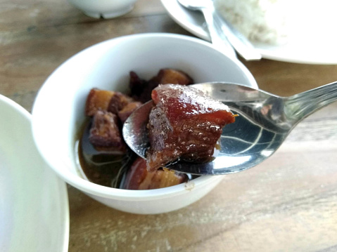 Babi kecap, an Indonesian braised pork with sweet soy sauce. Literally means 