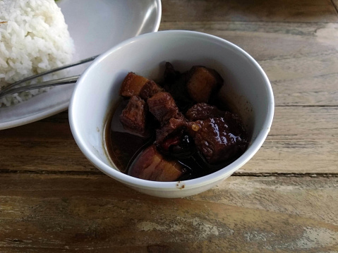 Babi kecap, an Indonesian braised pork with sweet soy sauce. Literally means 