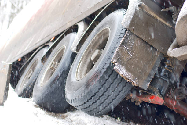 The truck crash down in snow