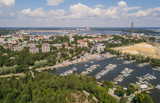 Aerial view of Kotka, small town in southern Finland