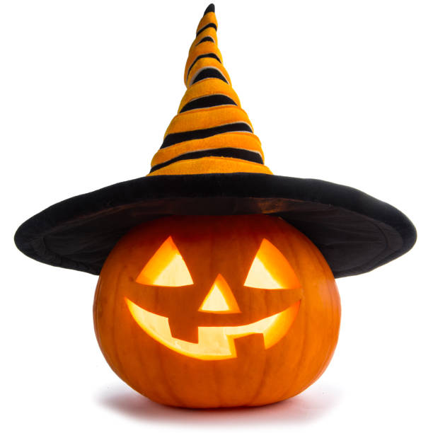 istock Halloween pumpkin with witches hat 1000664900