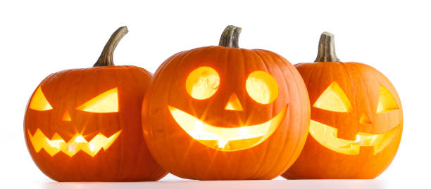 istock Halloween Pumpkins on white 1000664938