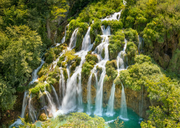 Beautiful staircase Waterfall, Plitvice Lakes National Park, Croatia. Nikon D850. Converted from RAW.