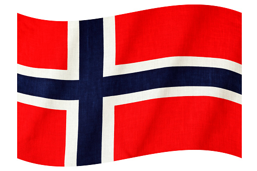 Iceland national flag, folds and hard shadows on the canvas.