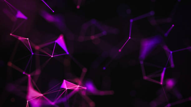 istock Abstract purple background with connecting dots and lines. Structure and communication. Plexus effect. Abstract science geometrical network background. 1000682254