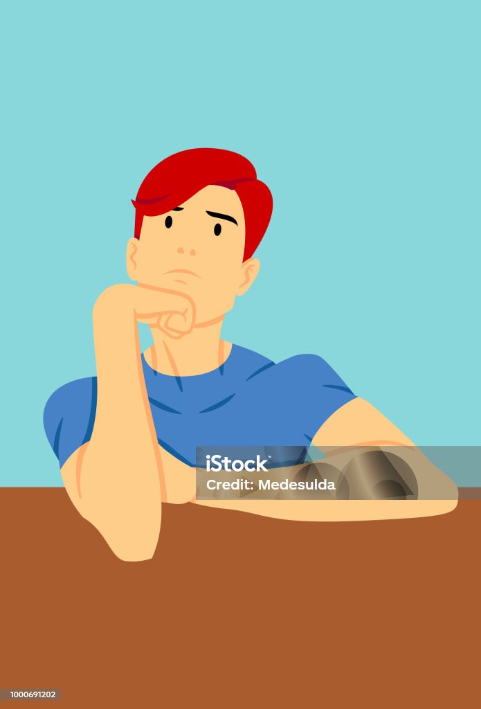 Man Thinking Visual Man Thinking Vector Stock Illustration - Download Image Now - Adult ...