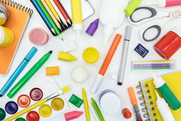 istock bright stationary items for school on white background 1000697284