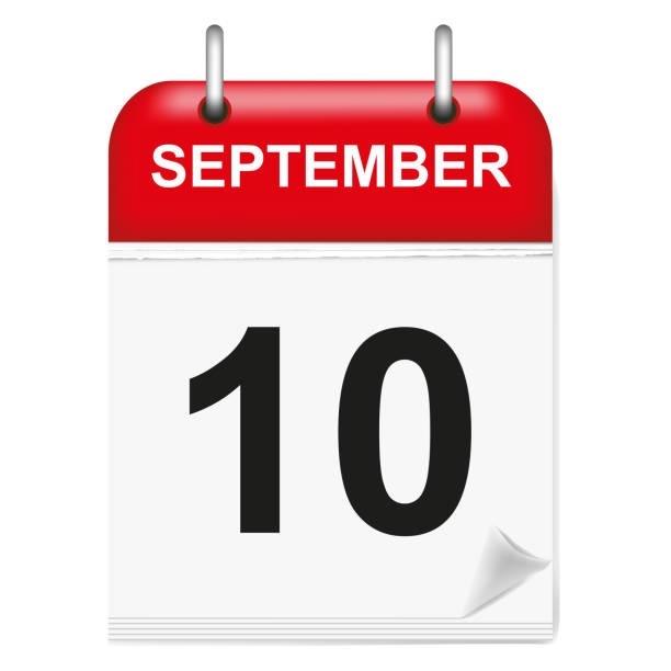 istock Daily calendar of single-leaf rings, red spine, 3d,september,10th,tenth,vector,illustration 1000709694