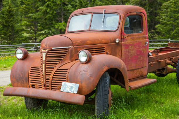 istock Vintage car at Mamit Lake Rd British Columbia Canada 1000730874