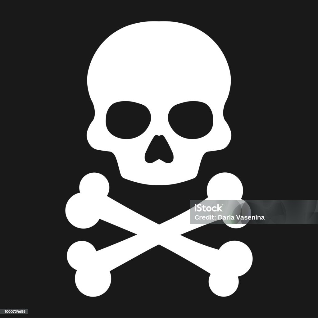 Skull and crossbones. Vector icon Crossbones, death skull, danger or poison flat icon for apps and websites Skull and Crossbones stock vector