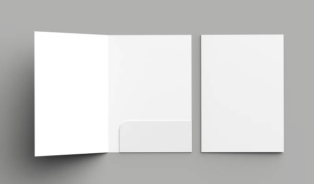 istock A4 size single pocket reinforced folder mock up isolated on gray background. 3D illustration. 1000735400
