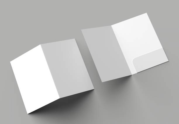 istock A4 size single pocket reinforced folder mock up isolated on gray background. 3D illustration. 1000736058