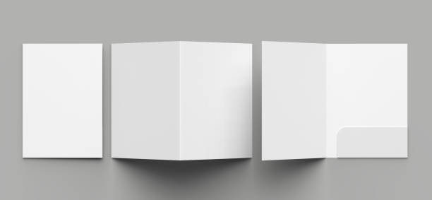 istock A4 size single pocket reinforced folder mock up isolated on gray background. 3D illustration. 1000742210