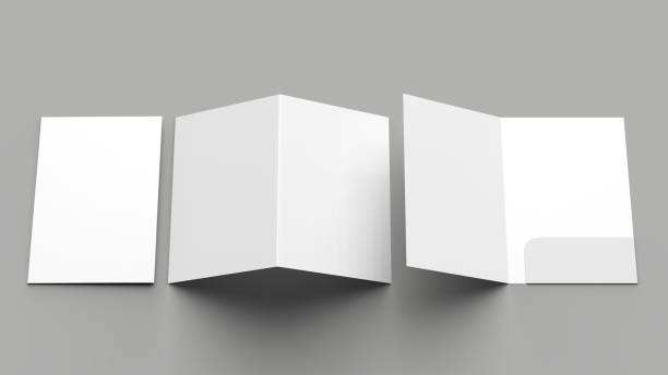 istock A4 size single pocket reinforced folder mock up isolated on gray background. 3D illustration. 1000742782