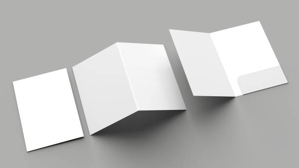 istock A4 size single pocket reinforced folder mock up isolated on gray background. 3D illustration. 1000743180