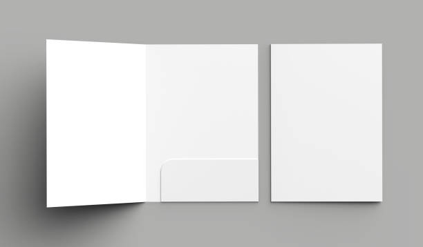 istock A4 size single pocket reinforced folder mock up isolated on gray background. 3D illustration. 1000745938