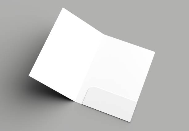 istock A4 size single pocket reinforced folder mock up isolated on gray background. 3D illustration. 1000751250