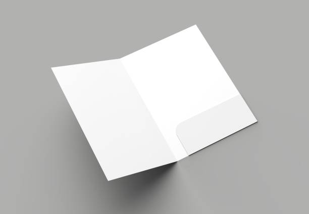 istock A4 size single pocket reinforced folder mock up isolated on gray background. 3D illustration. 1000751792