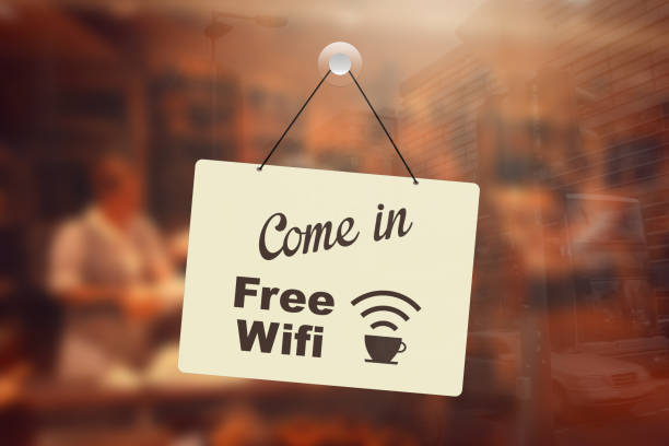 istock Store open sign free wifi internet cafe 1000756016