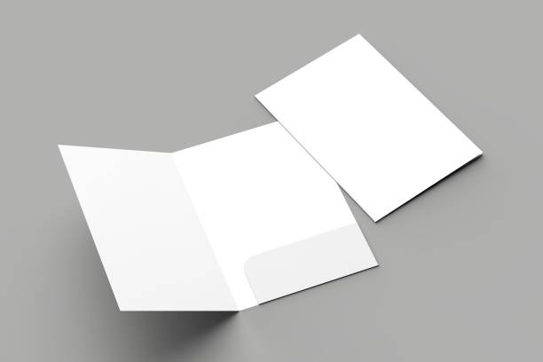 istock A4 size single pocket reinforced folder mock up isolated on gray background. 3D illustration. 1000756888