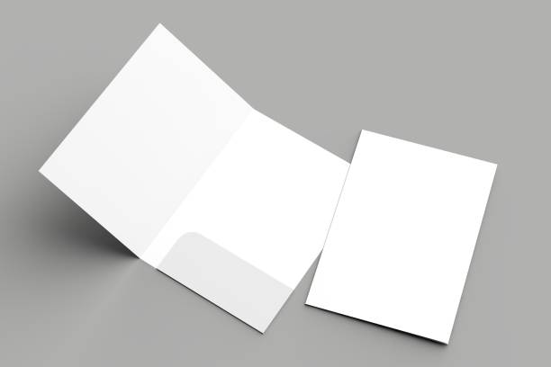 istock A4 size single pocket reinforced folder mock up isolated on gray background. 3D illustration. 1000759264