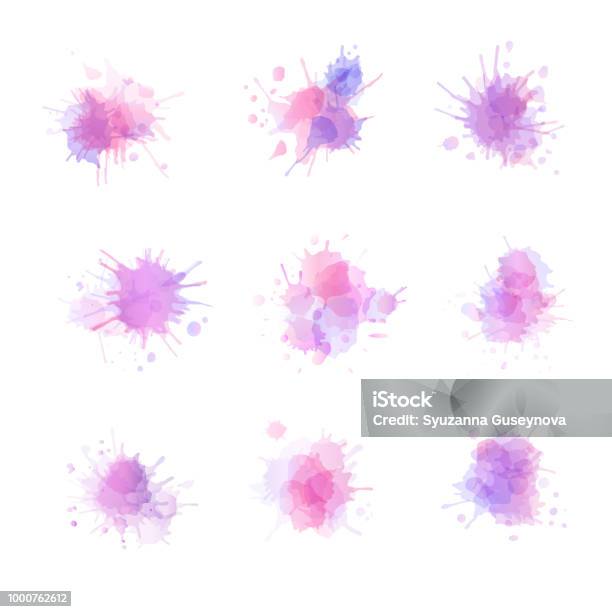 Set Of Watercolor Splash Blots Vector Illustration Stock Illustration - Download Image Now