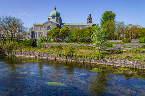 Corrib river and Galway Cathedral, Galway, Ireland