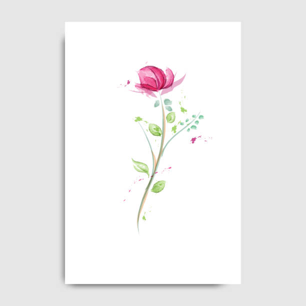 istock white postcard and Beautiful flowers, water colors 1000814998