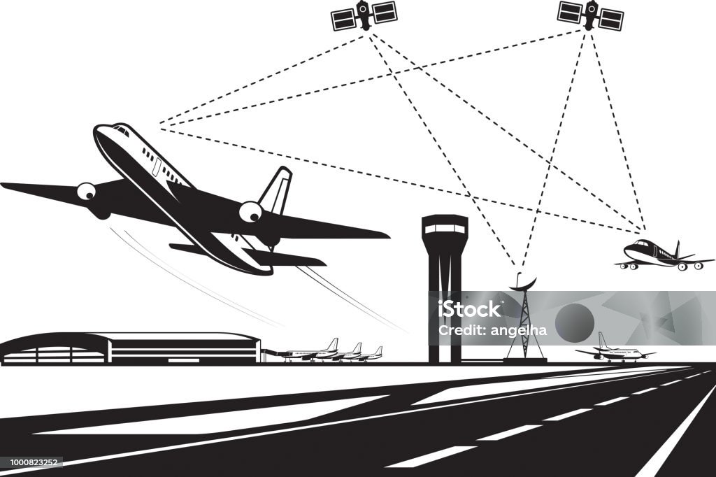 Air traffic management Air traffic management - vector illustration Airplane stock vector