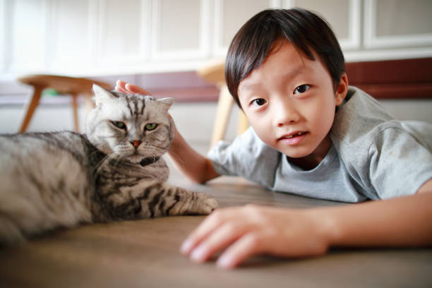 istock Cute children and cat 1000823806