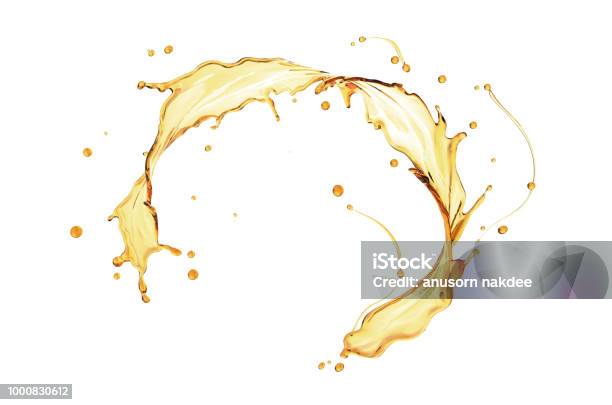 Olive Or Engine Oil Splash Stock Photo - Download Image Now - Cooking Oil, Splashing, Circle