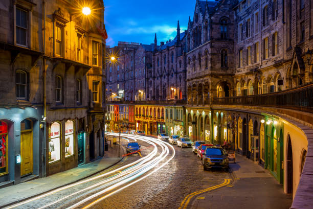 Aerial view of Edinburgh Scott monument, aerial view of the Scott Monument located in the Old Town and Princess Street in Edinburgh, Scott Monument in Edinburgh city centre, Gothic Revival architecture in Scotland, A Victorian Gothic monument to the Scott