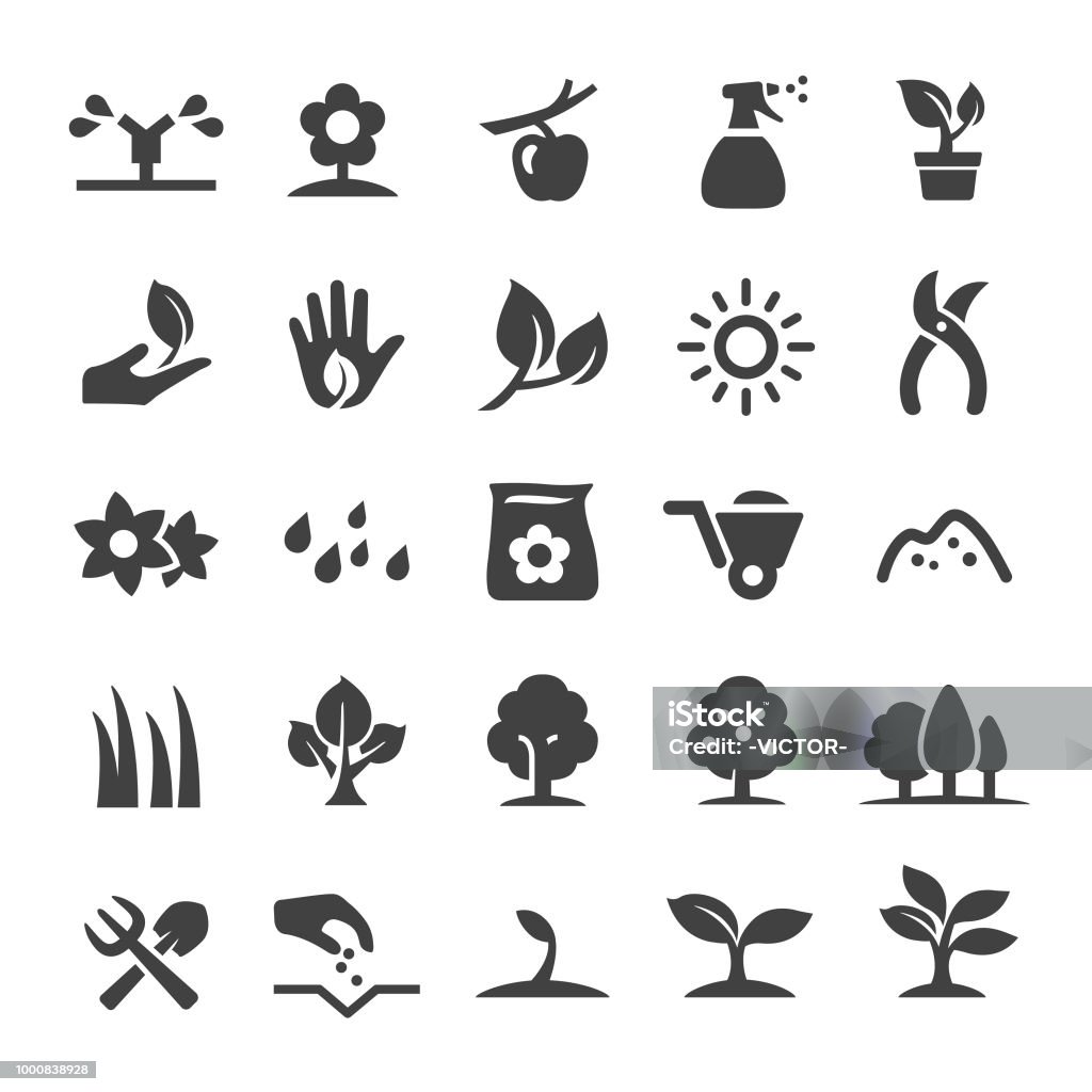Growing Icons - Smart Series Growing, gardening, planting, Icon Symbol stock vector