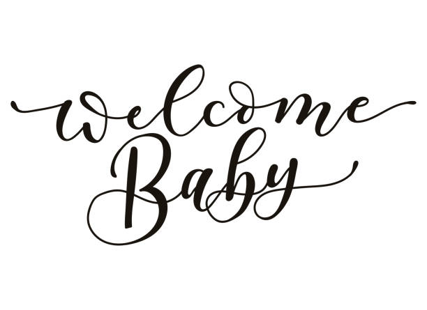 白い背景で隔離の赤ちゃん文字碑文を歓迎します。 - welcome sign illustrations点のイラスト素材／クリップアート素材／マンガ素材／アイコン素材