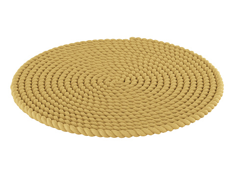 Round carpet of a rope on a white background