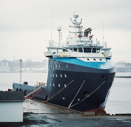 Offshore oil supply vessel in Halifax harbor.