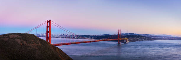 istock Panorama view of Golden Gate bridge on twilight time. 1000857998