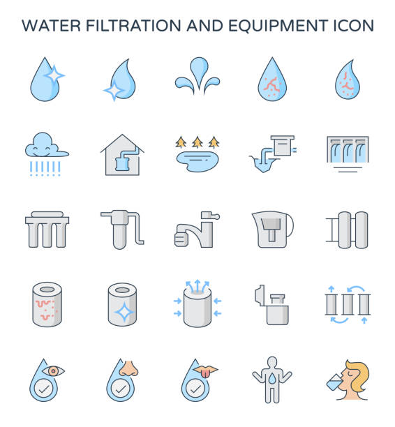 wasser-filtration-symbol - destilliertes wasser stock-grafiken, -clipart, -cartoons und -symbole