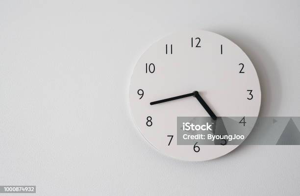Circle Clock On White Background Wall Stock Photo - Download Image Now - Clock, Wall Clock, Watch - Timepiece
