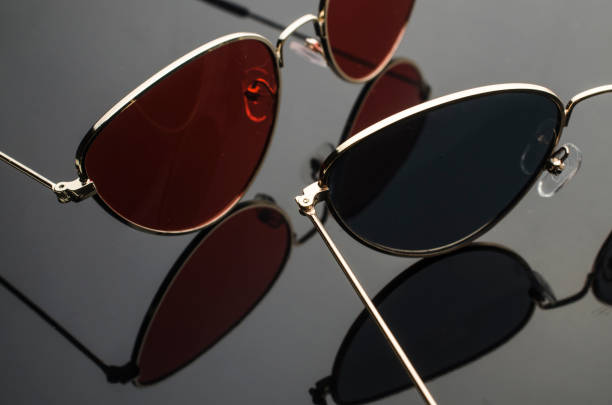 sunglasses cat's eye in metal frame isolated on black