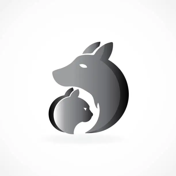 Vector illustration of Dog and cat icon design silhouettes