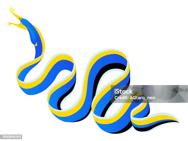 The Blue Ribbon Eel Isolated On The White Background Stock Illustration - Download Image Now
