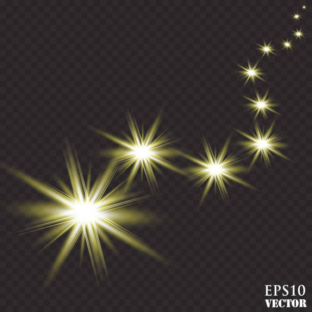 wektor świecące gwiazdy, światła i blaski. efekty przezroczyste - wallpaper sample stock illustrations
