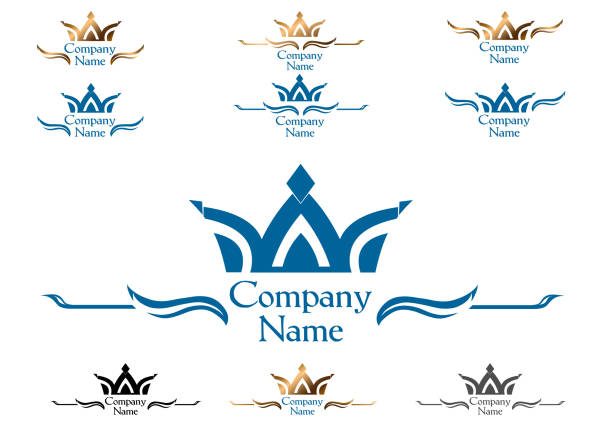 crown-logo, symbol, emblem, sign crown-logo, symbol, emblem, sign. isolated image, set of different variants, color and monochrome dental gold crown stock illustrations