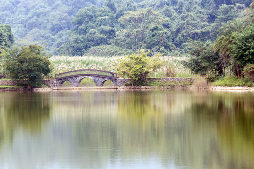 lake and bridge in cuc phuong park, Vietnam