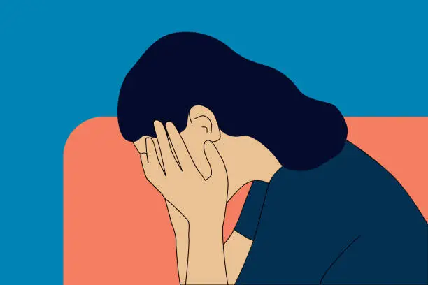 Vector illustration of Sadness, pain, negative emotion, emotional problems concept vector illustration.