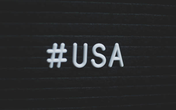 istock Hashtag word #usa written on the letter board. 1000935672
