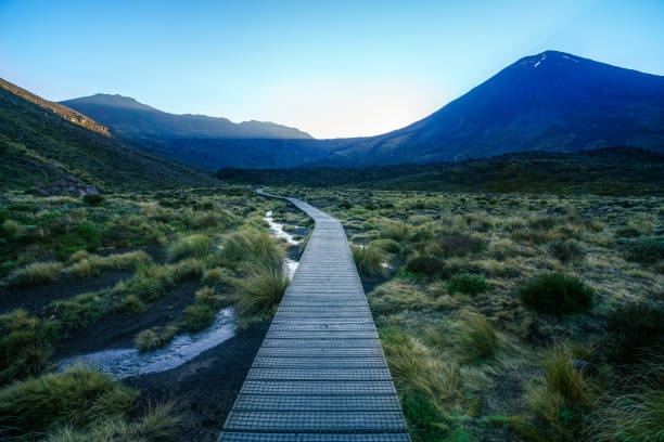 통가리로 알파인 크로 싱, 화산, 산 나우루, 일출, 뉴질랜드 6 - tongariro crossing 뉴스 사진 이미지