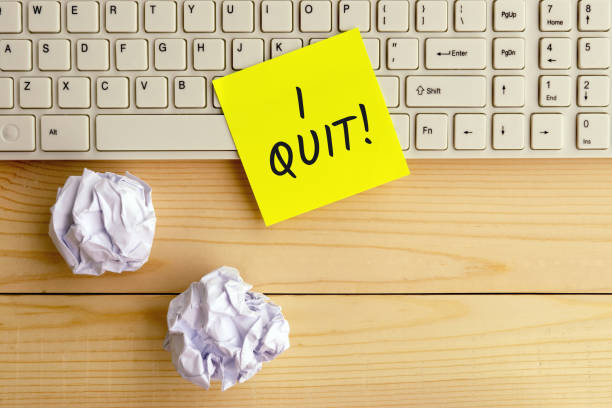 I quit text on adhesive note Computer keyboard, text, stress, quitting job quitting a job stock pictures, royalty-free photos & images